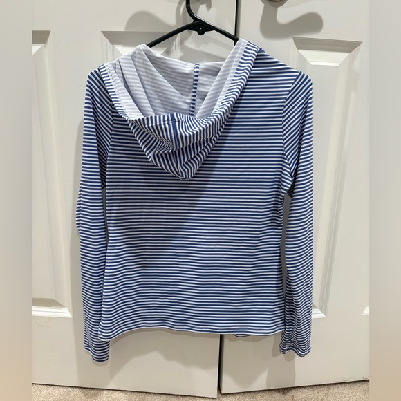 Tommy Bahama Breaker Bay Stripe Rashguard Size S Blue and White Hoodie ZipUp - Picture 4 of 7